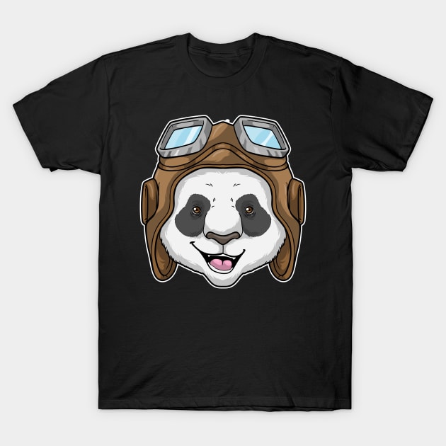 Panda as Pilot with Glasses T-Shirt by Markus Schnabel